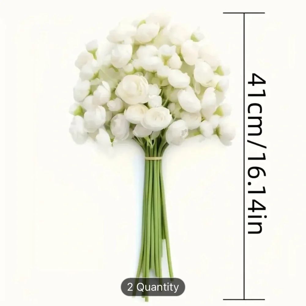 NEW Elegant White Faux Ranunculus Bouquet